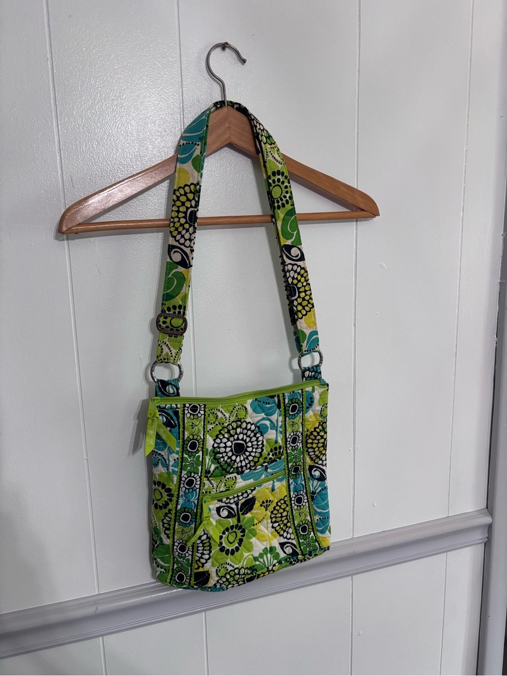 Vera Bradley Green Teal Floral Quilted Crossbody Bag